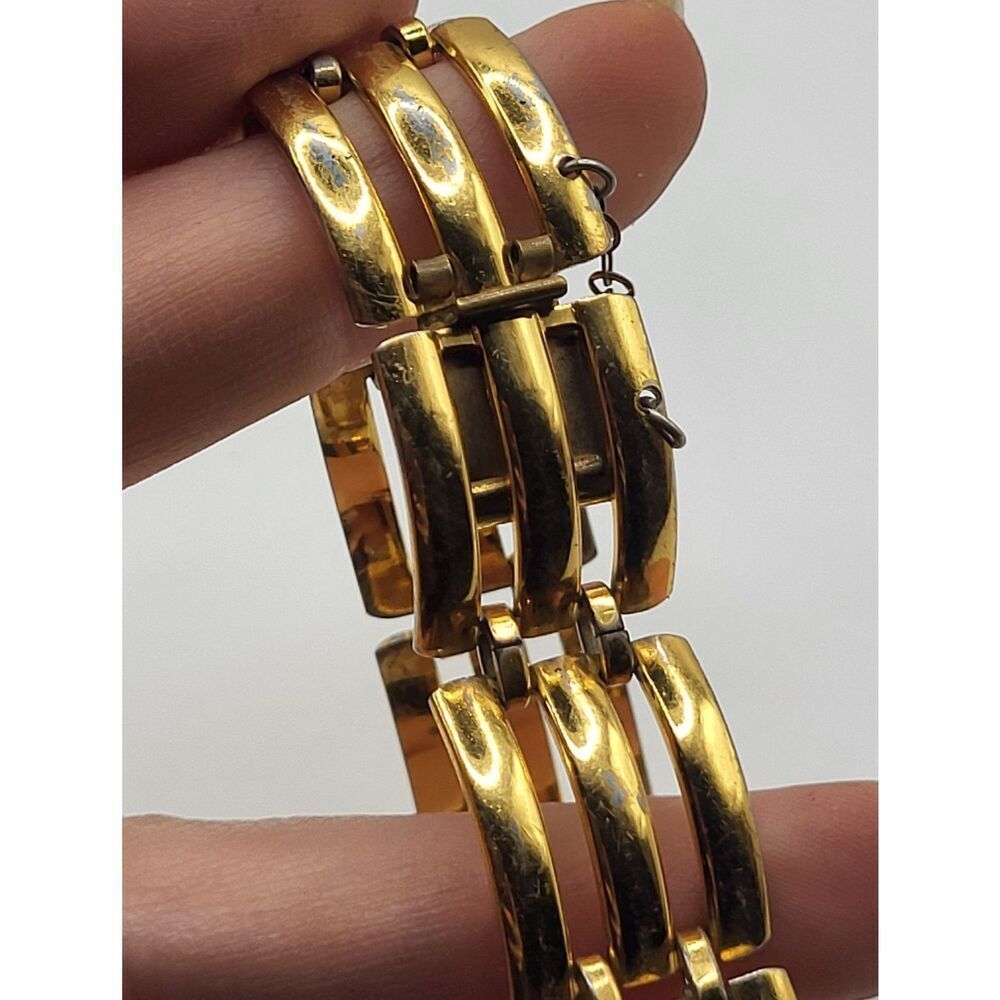 Vintage 80s Goldtone Link Chain Bracelet 7.5in - Picture 3 of 4